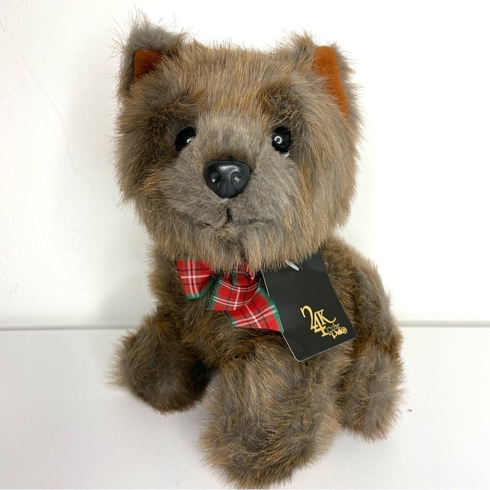 NWT 1992 Vintage 24K Special Effects Polar Puff dog terrier stuffed animal plaid
